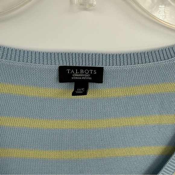Talbots Women’s Sweater Silk Cotton Size 1XP Blue Stripe Pullover 3/4 Sleeve - Picture 5 of 8